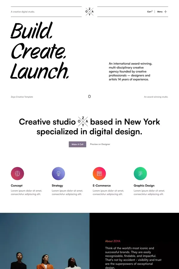 Zoya - Webflow Ecommerce website template - Template design inspiration