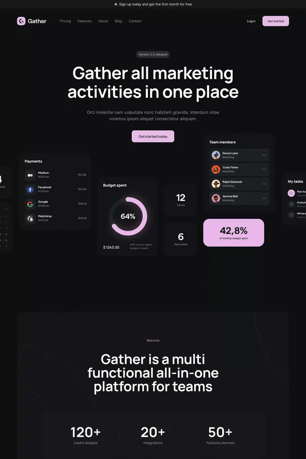 Gather - Webflow HTML website template - Template design inspiration