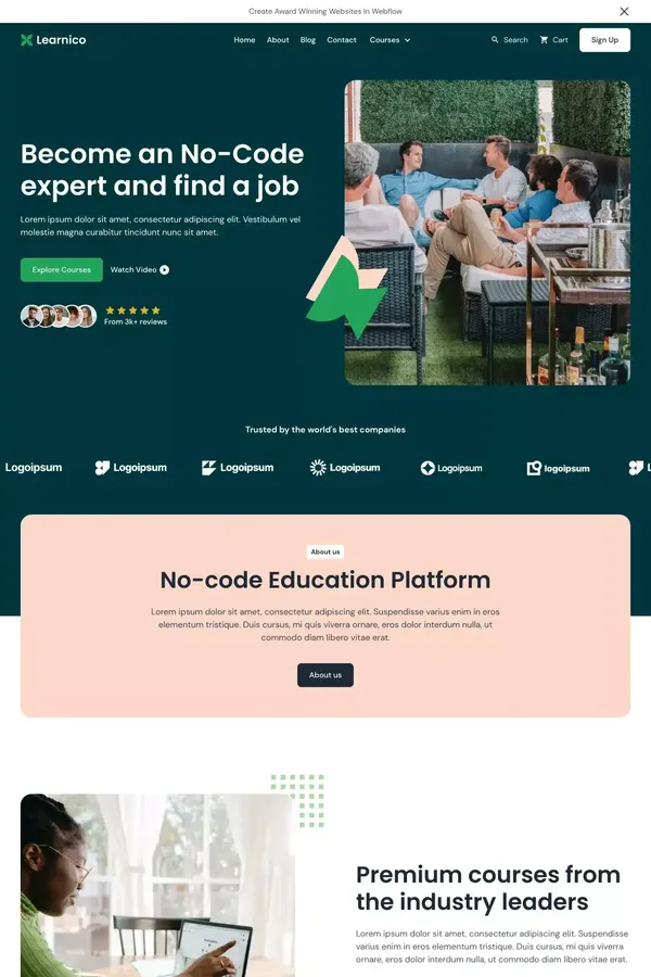 Home - Learnico - Webflow Ecommerce Website Template - Template design inspiration