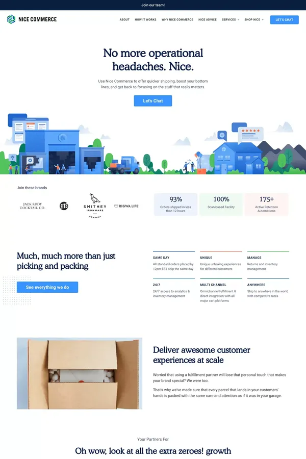 Nice Commerce High-Touch Fulfillment 3PL - Landing design inspiration