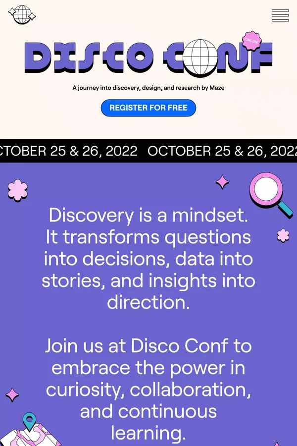 Disco Conf 2022 - Landing design inspiration