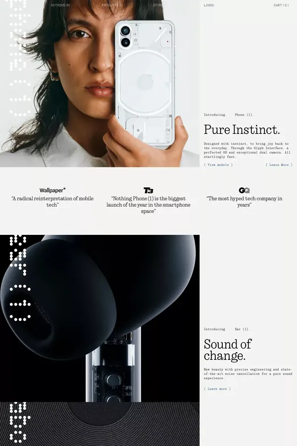 Nothing - Ecommerce design inspiration