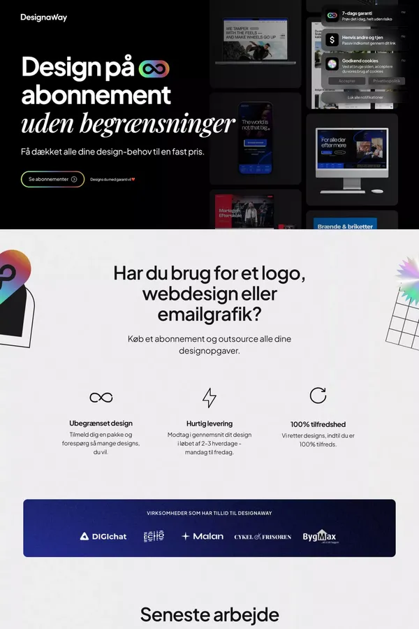 Design Abonnement til fast pris | Alt grafik | 2-3 dages levering | Ubegrænset rettelser | Webflow Danmark - Landing design inspiration