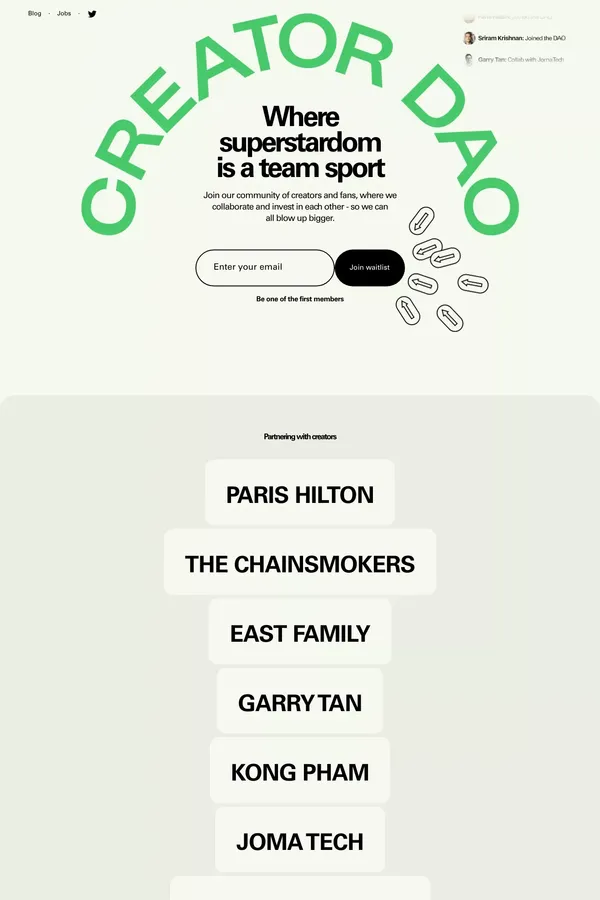 CreatorDAO - Landing design inspiration