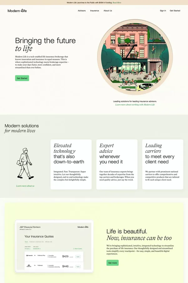 Modern Life – Bringing the future to life. - Landing design inspiration