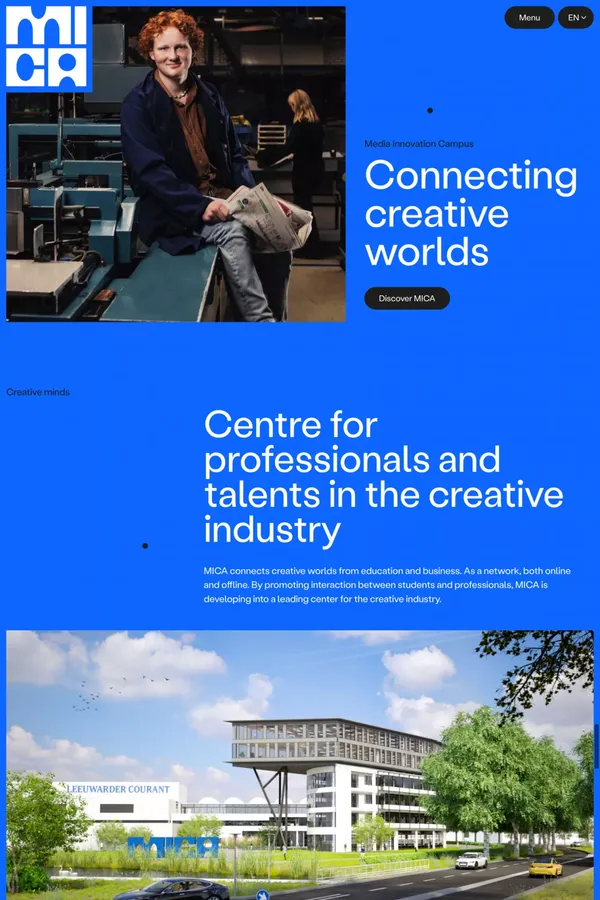 MICA - Media Innovatie Campus - Landing design inspiration