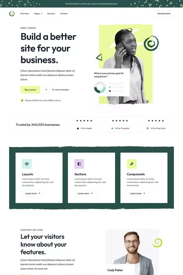 Lemon - Webflow website template - Template design inspiration