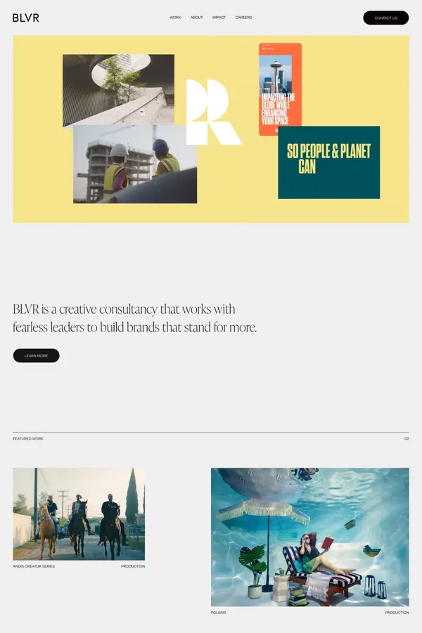 BLVR | Belief-Led Creative Agency - Certified B Corporation - Portfolio design inspiration