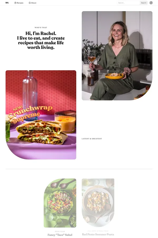Rachel Halldorson — Recipe Creator - Blog design inspiration