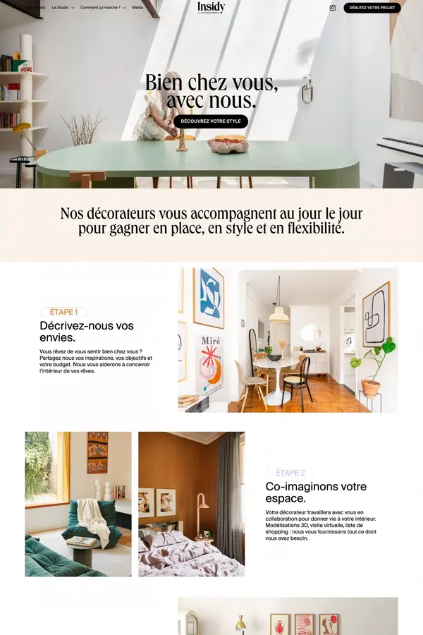 Studio de décoration et d'architecture d'intérieur en ligne - Insidy - Landing design inspiration