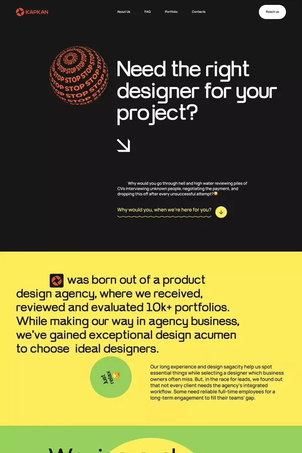 Kapkan.Agency — Need the right designer for your project? - Landing design inspiration