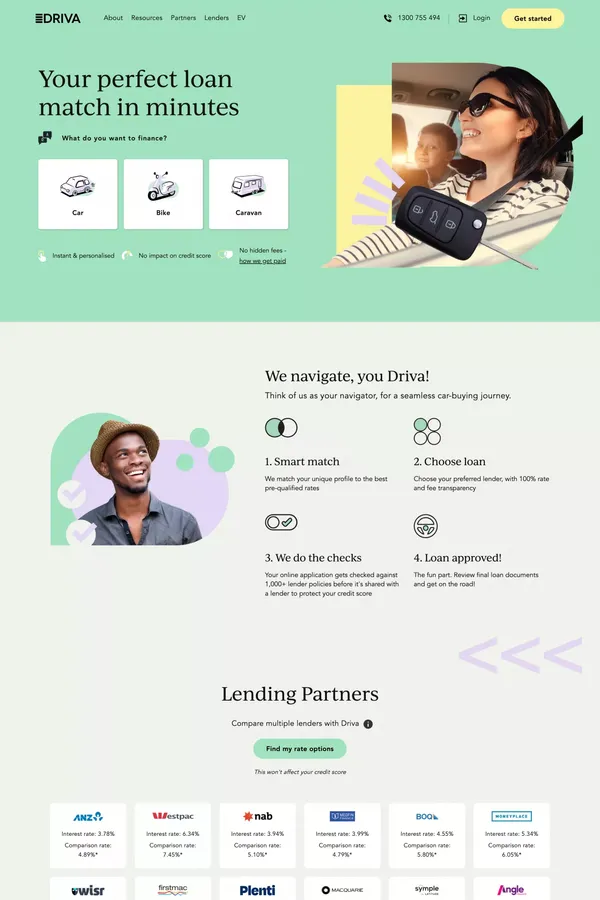 Driva | Your Perfect Loan Match - Landing design inspiration
