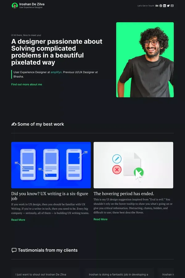 Iroshan De Zilva | • User Experience designer