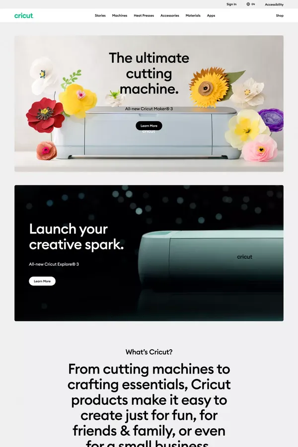 Cricut Home - Landing design inspiration