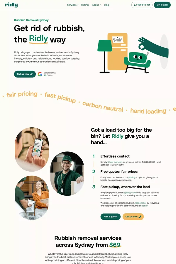 Ridly Rubbish Removal Sydney | Fast Junk Removal - Landing design inspiration