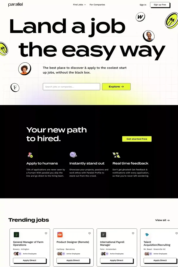 Parallel - Landing design inspiration