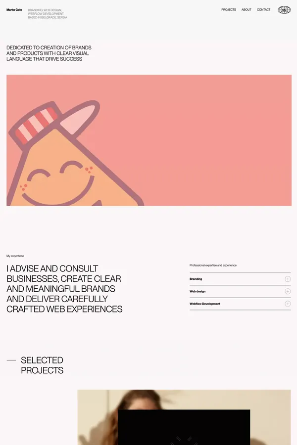 Marko Gole, brand and web designer portfolio website - Portfolio design inspiration