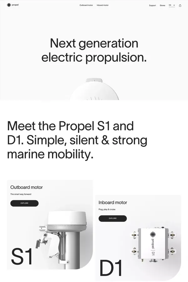 Propel — electric inboard and outboard motors - Landing design inspiration