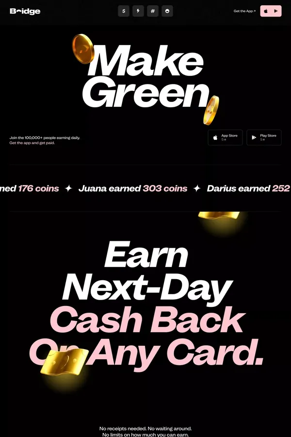 Bridge | Earn extra money and bank through Bridge - Landing design inspiration