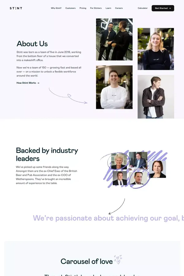 Stint - About - About Us  design inspiration