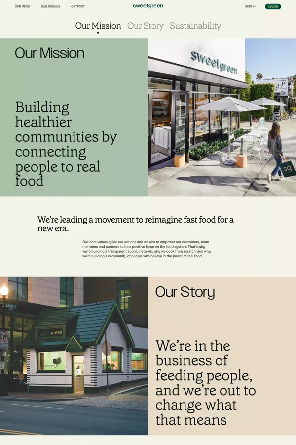 sweetgreen | Our Mission | sweetgreen - About Us  design inspiration