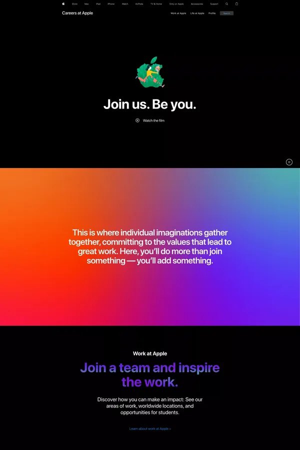 Careers at Apple - About Us  design inspiration