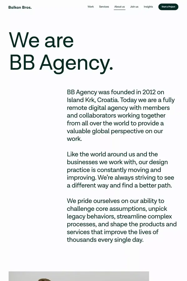 BB Agency - Human Experience Design and Development Agency - About Us  design inspiration