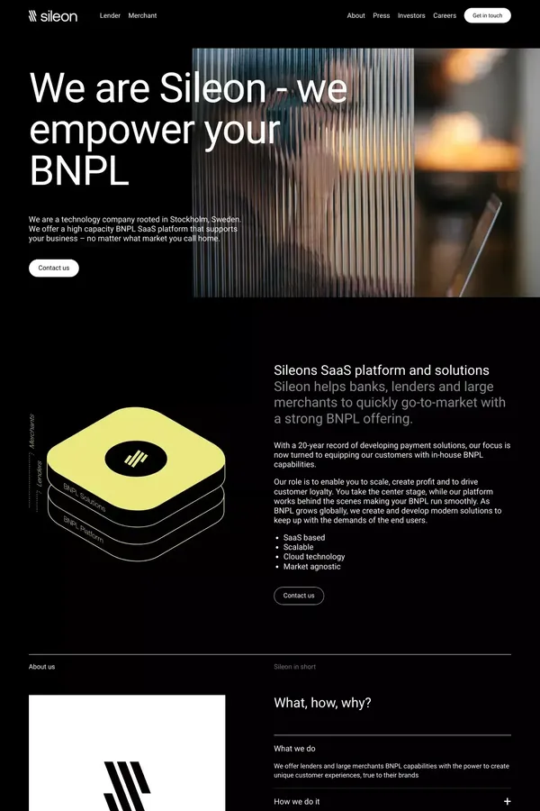 We are Sileon. We empower your BNPL offering - About Sileon - About Us  design inspiration