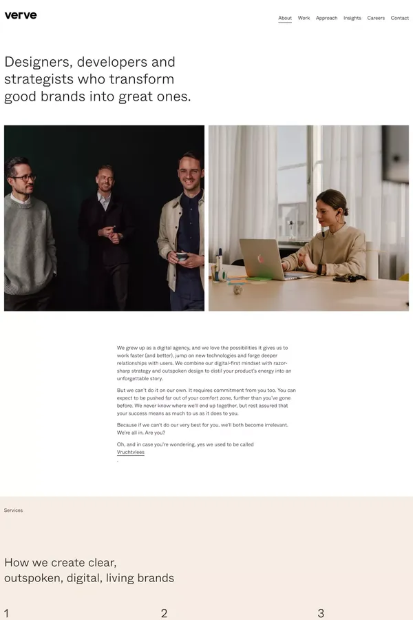 About Verve by Vruchtvlees • Digital branding agency - About Us  design inspiration