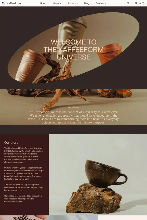 Kaffeeform – Our Mission - About Us  design inspiration