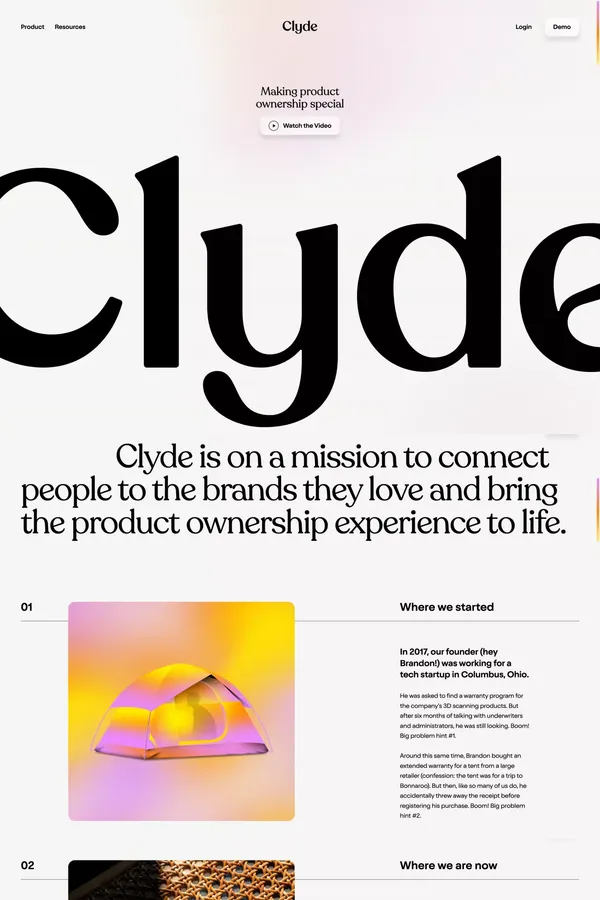 Clyde is rethinking the post-purchase experience | Clyde - About Us  design inspiration