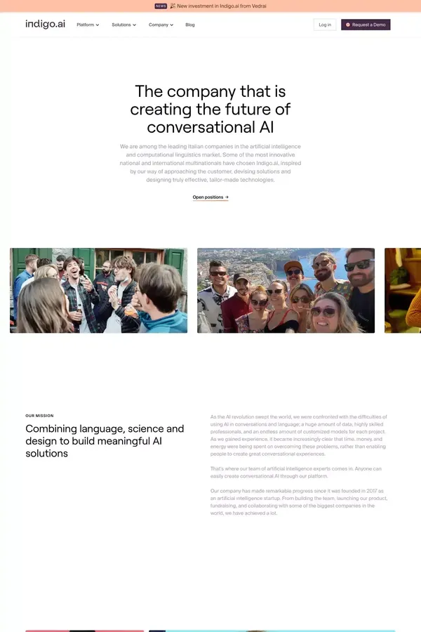 Artificial Intelligence Company - Indigo.ai - About Us  design inspiration