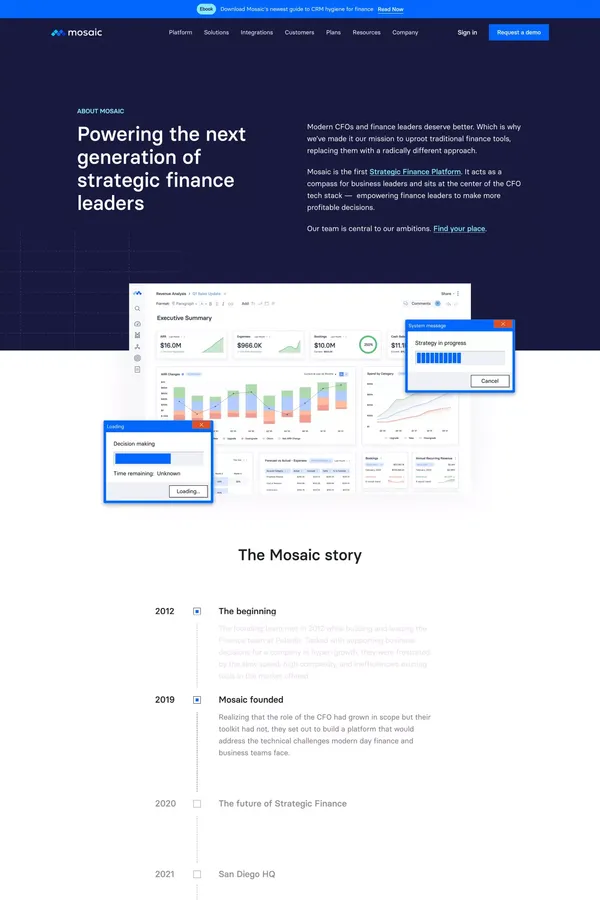 Our Story | Mosaic, the First Strategic Finance Platform - About Us  design inspiration