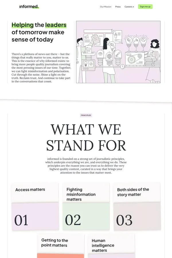 informed â The next go-to app for journalism. - About Us  design inspiration