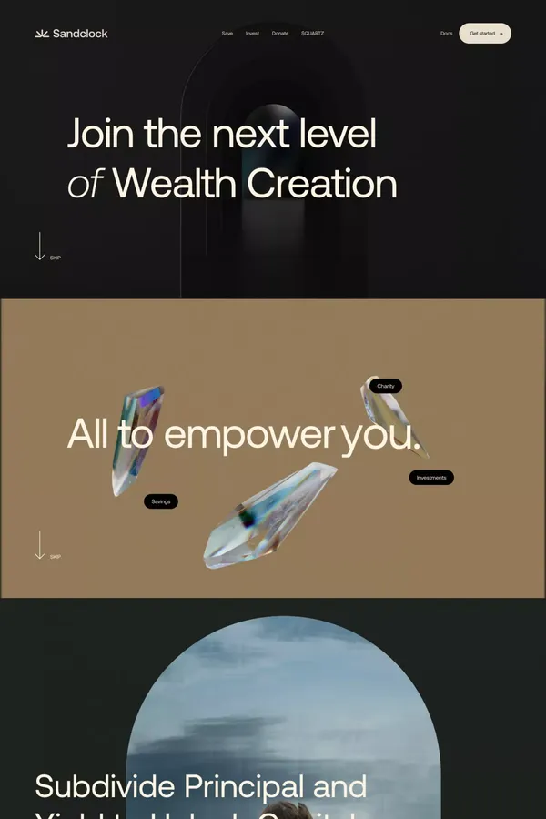 Sandclock is where crypto empowers you - Landing design inspiration