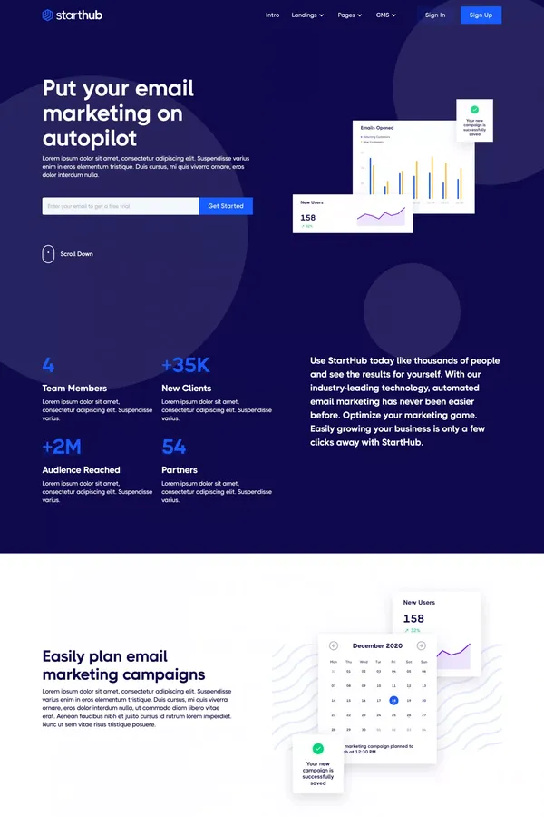StartHub - SaaS Website Template - Template design inspiration