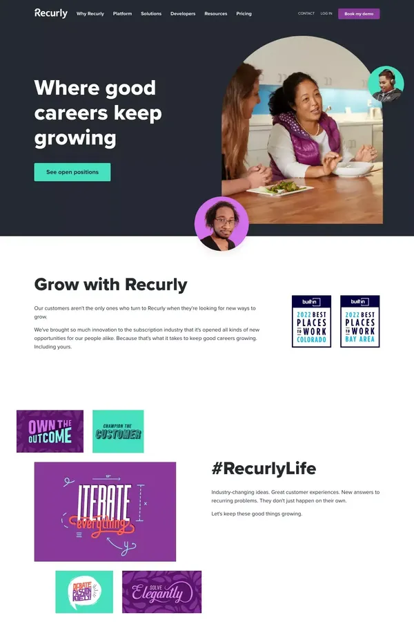 Join our team | Careers |  Recurly - Career design inspiration