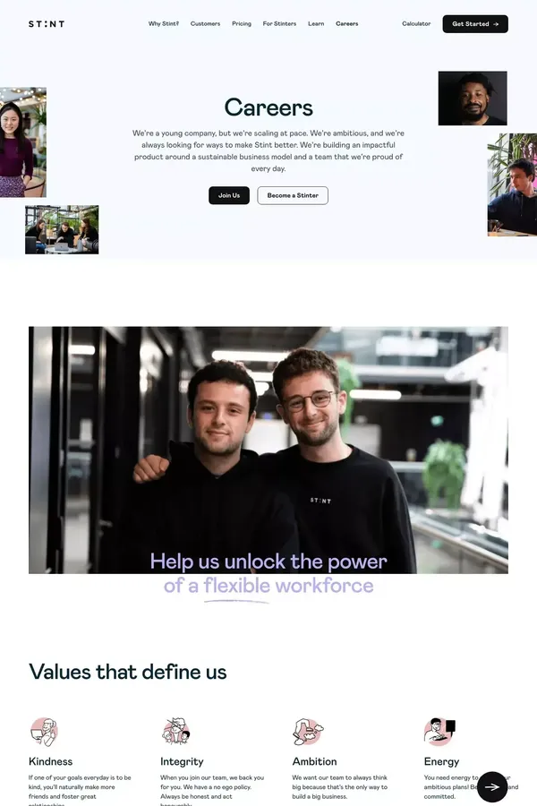 Stint Careers - Join Our Team - Career design inspiration