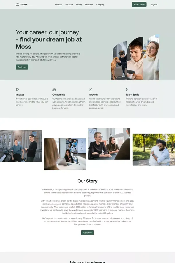Thinking. Shaping. Doing. Your career at Moss. - Career design inspiration