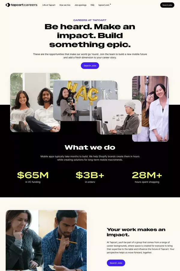 We're Hiring! Explore Careers & Benefits | Tapcart - Career design inspiration