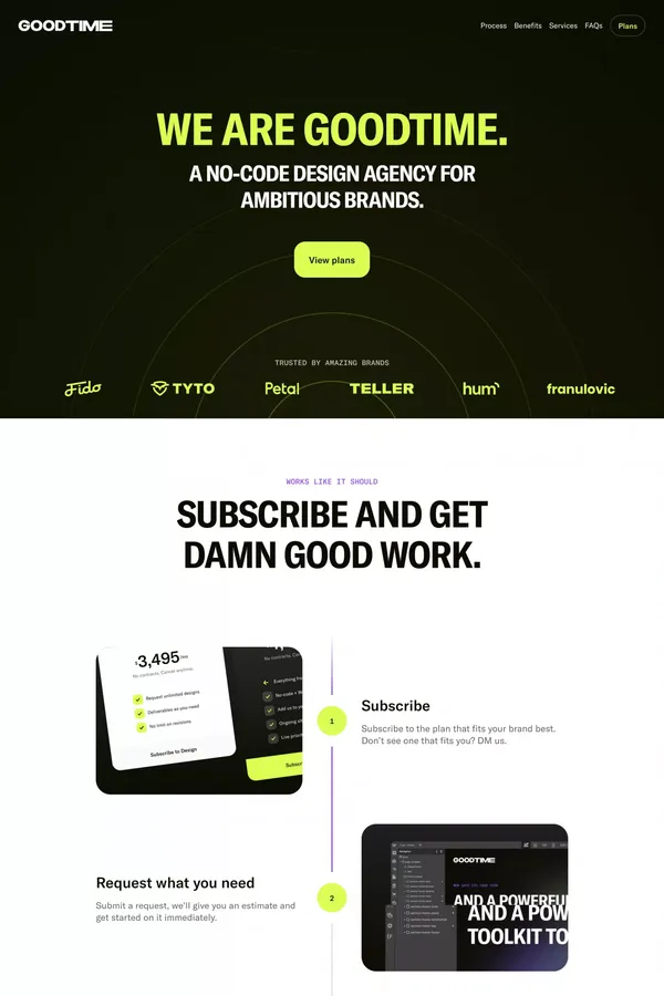 Goodtime — No-code design subscription - Landing design inspiration