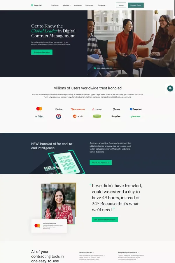 Ironclad: The Global Leader in Contract Management Software - Landing design inspiration
