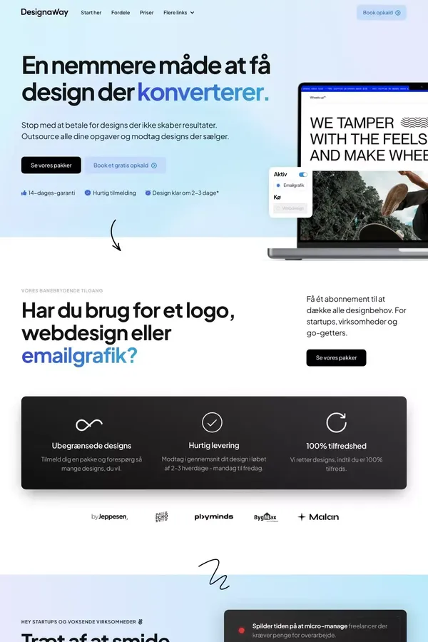 Design Abonnement til fast pris | Alt grafik | 2-3 dages levering | Ubegrænset rettelser | Webflow Danmark - Landing design inspiration