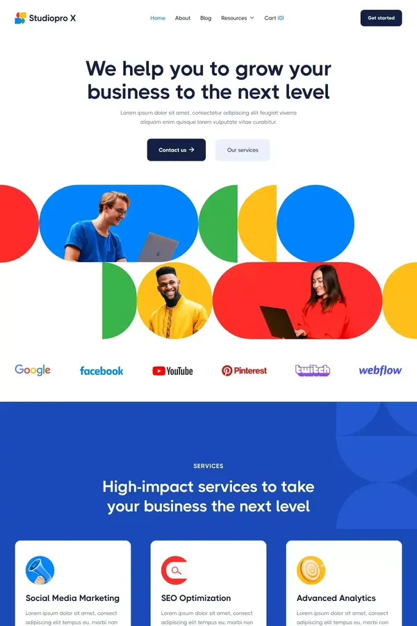 Studiopro X - Webflow Ecommerce website template - Template design inspiration