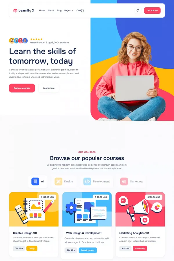 Learnify X - Webflow Ecommerce website template - Template design inspiration