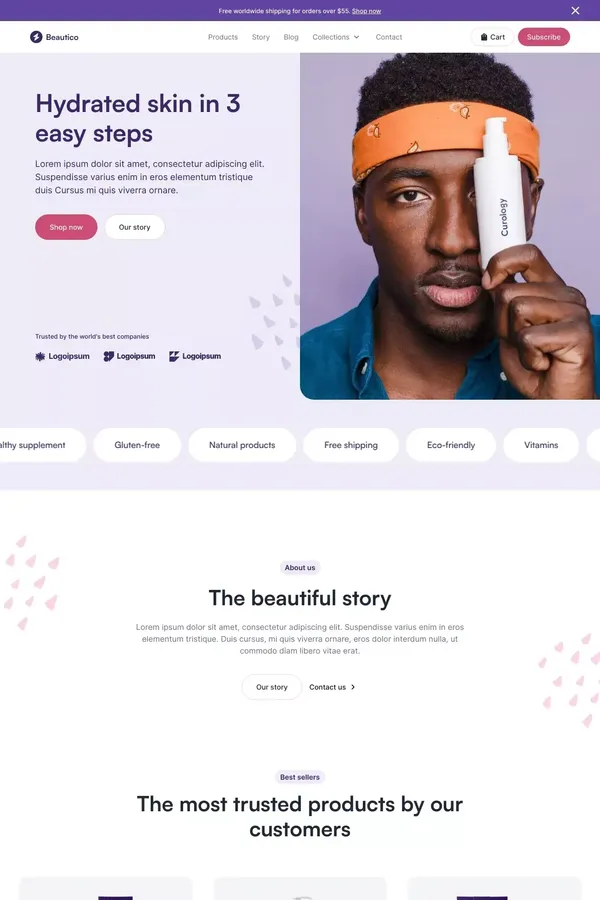 Home - Beautico - Webflow Ecommerce Website Template - Template design inspiration