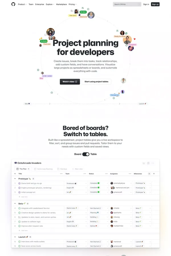 GitHub Issues · Project planning for developers · GitHub - Landing design inspiration
