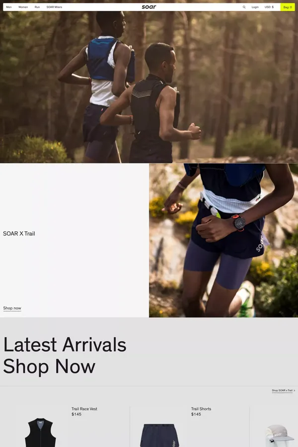SOAR Running - Ecommerce design inspiration