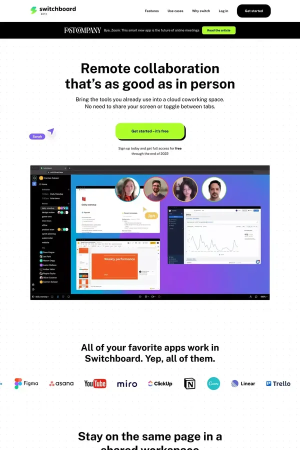 Switchboard | Collaboration space for remote work - Landing design inspiration
