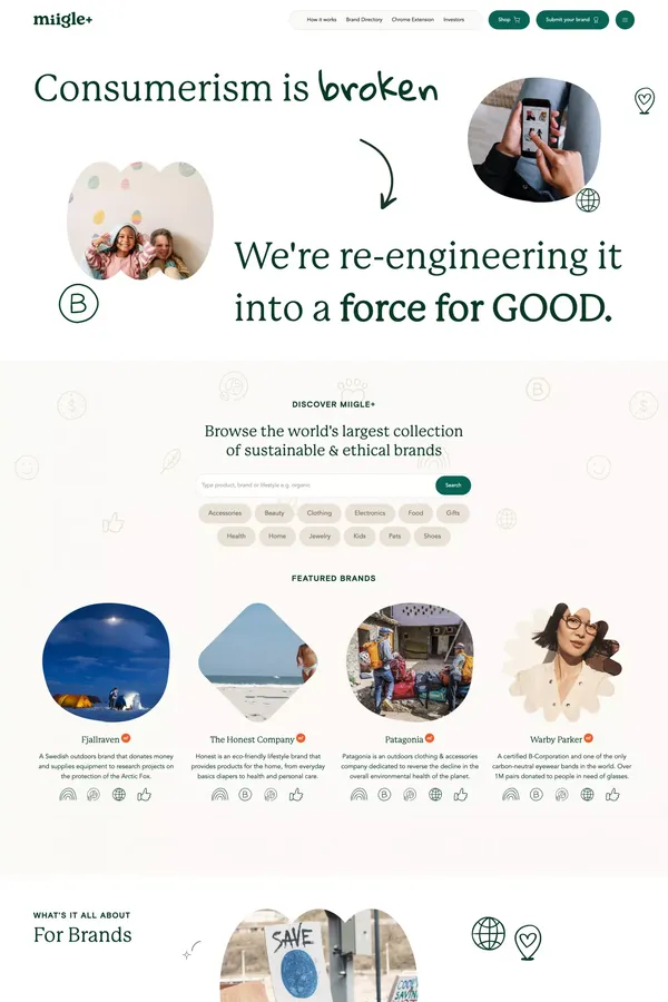 Using AI to Help The World Shop More Sustainably | Miigle+ - Landing design inspiration